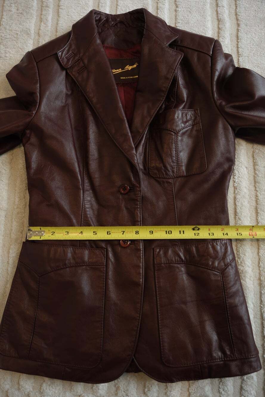 Vintage Etienne Aigner Burgundy Genuine Leather Blazer Jacket Size 8 70s 80s - Picture 9 of 11